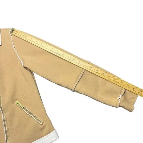 Michael Kors Tan Zip Up Jacket Womens S Double Rider Zipper - Picture 7 of 8